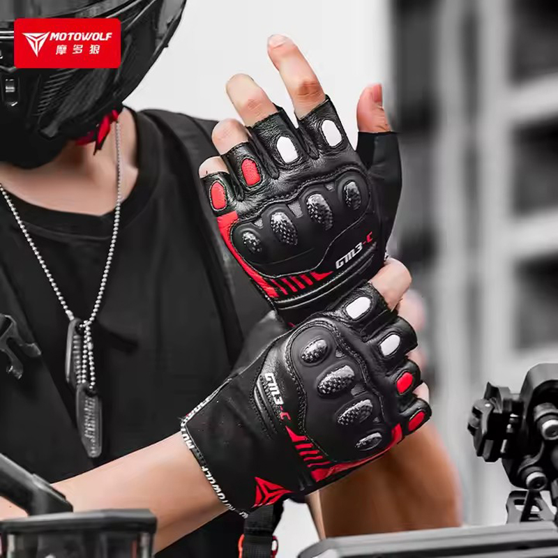 Half Finger Motorcycle Gloves  - Motorcycle Glove Knuckle 评论和价格