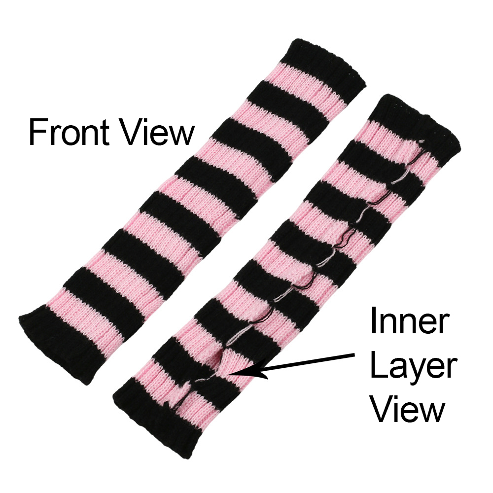 Y2K Striped Fingerless Arm War - Fingerless Glove Knit 评论和价格